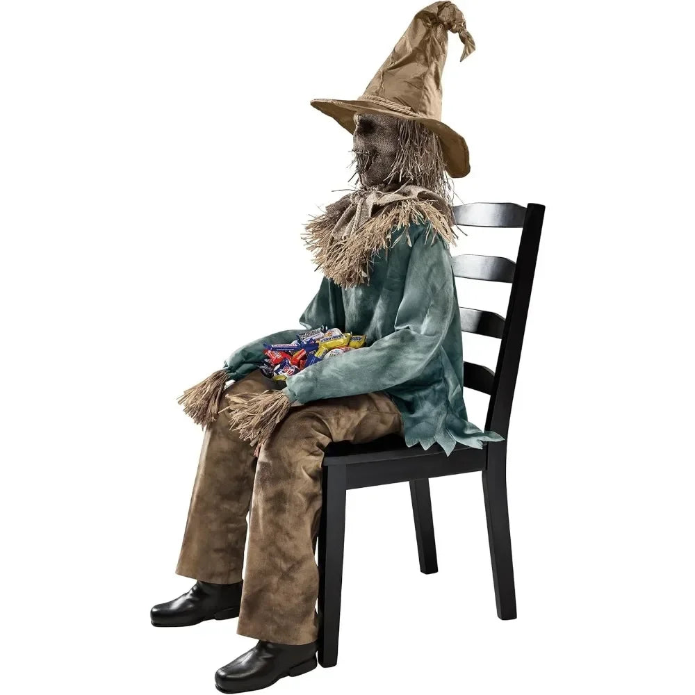 Scary Sitting Scarecrow Animatronic Decorations