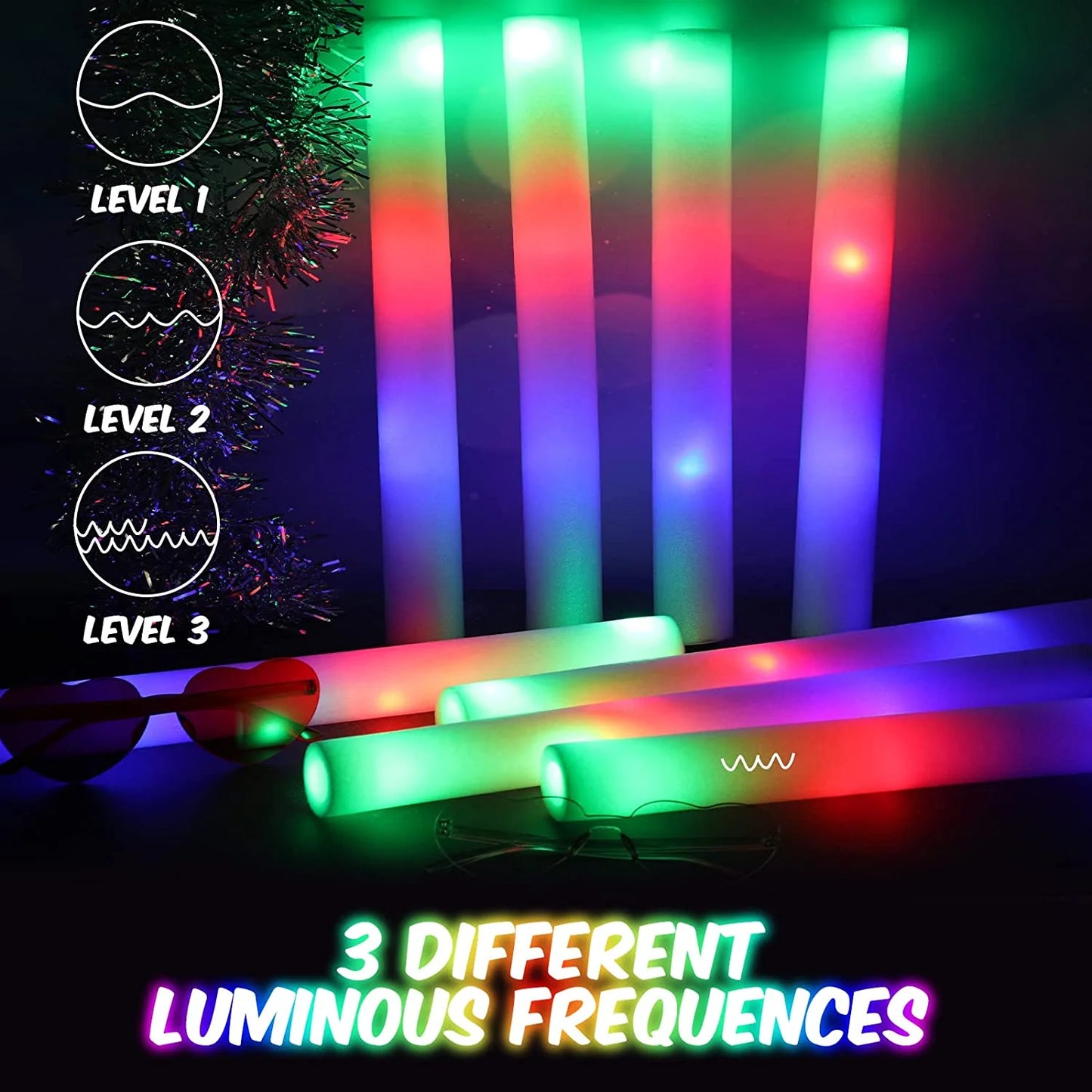 102 Pcs LED Glow Colorful Sticks Glowing Lighting  Stick