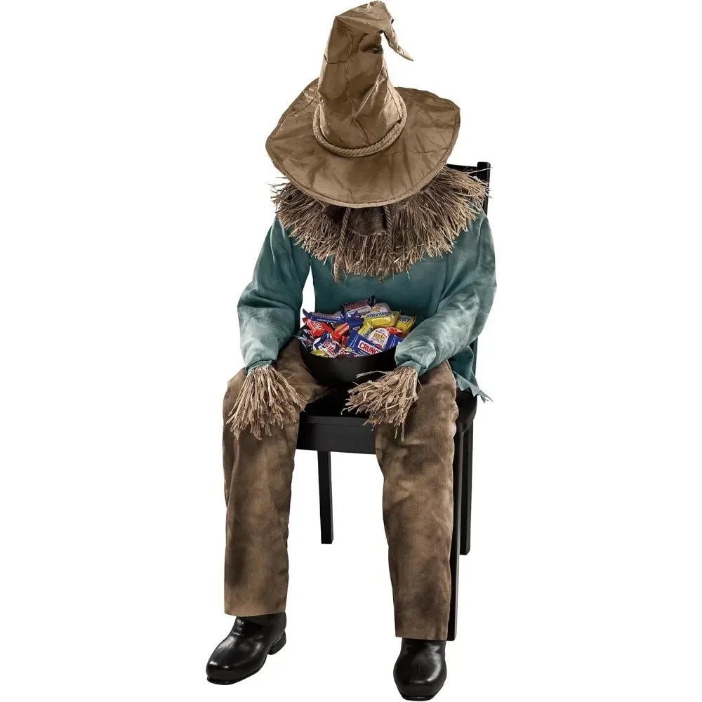 Scary Sitting Scarecrow Animatronic Decorations