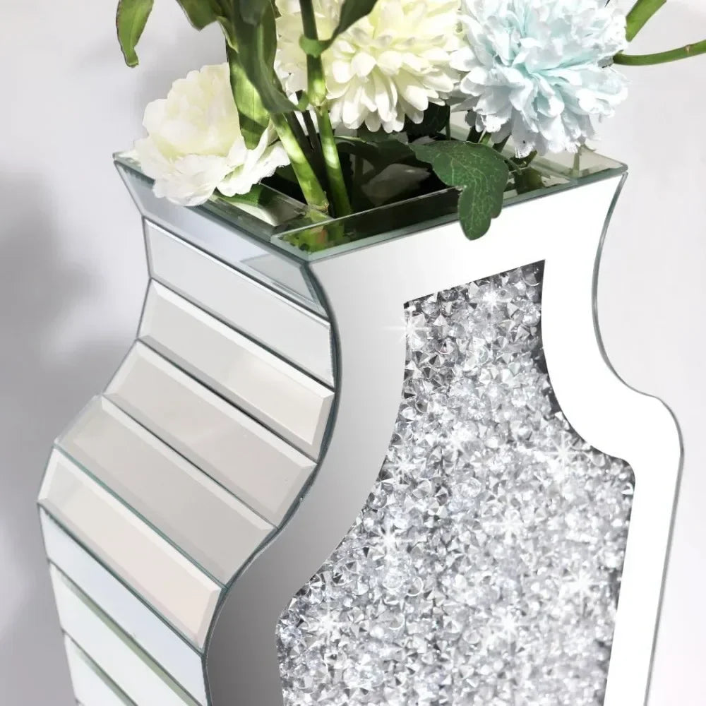 Crystal Silver Glass  Mirror Vase