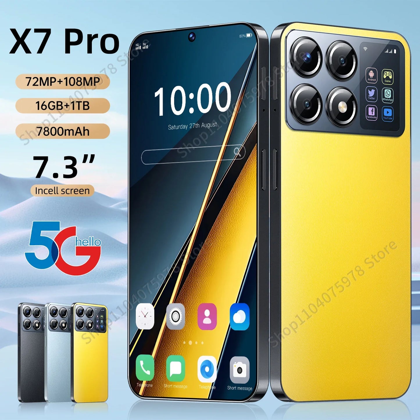 X7 Smartphone Global Version 22G+2TB 5G Dual Sim Case