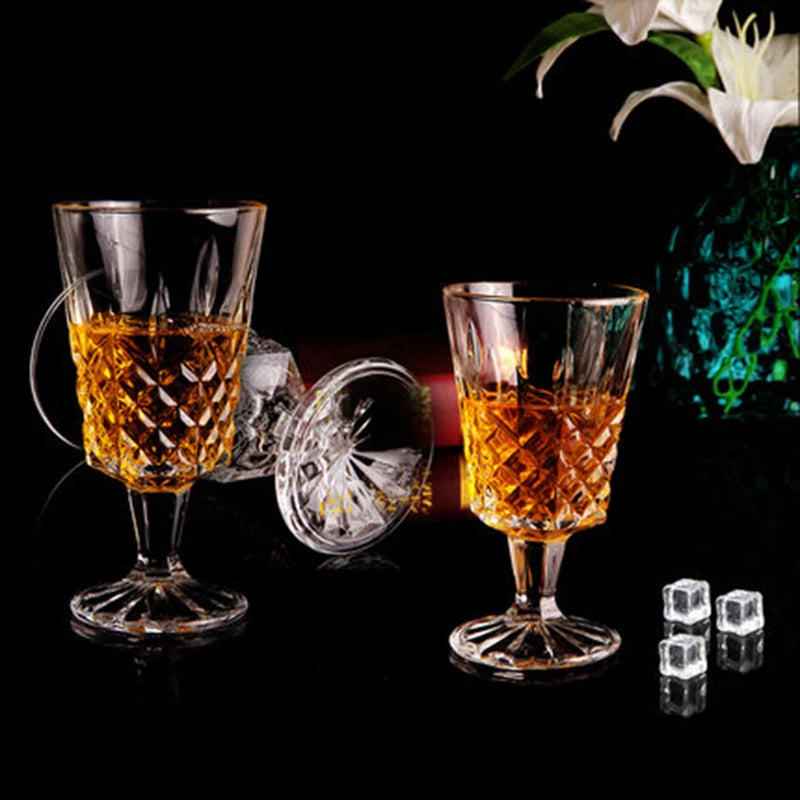 2Pcs Luxury Retro Carved Crystal Glasses