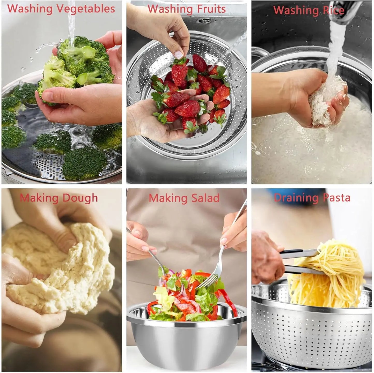 2pcs Stainless Steel Microporous Colander,