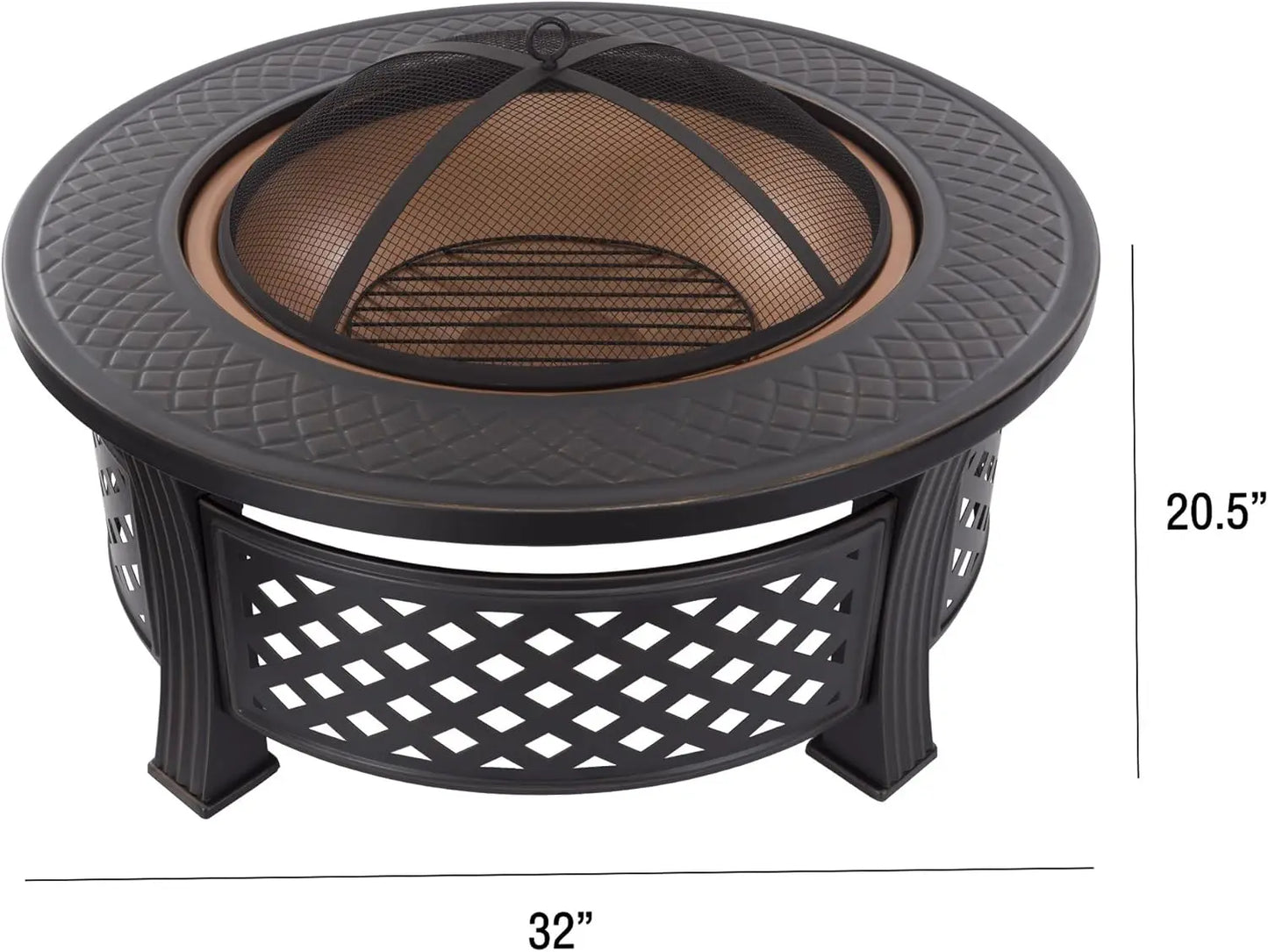 Fire Pit - 32-Inch Outdoor Fireplace with Spark Screen