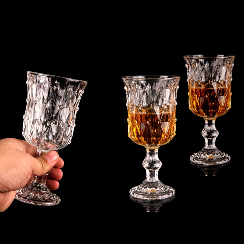 2Pcs Luxury Retro Carved Crystal Glasses