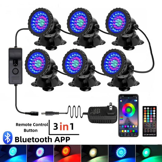 IP68 Waterproof LED Underwater Light RGB Bluetooth