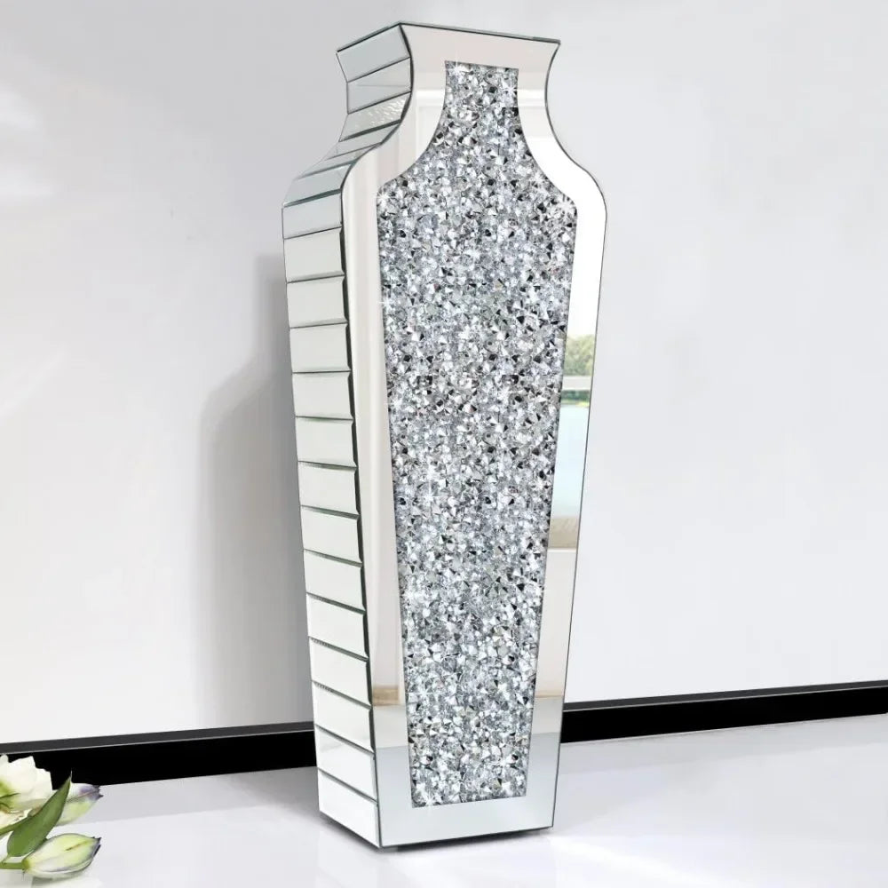 Crystal Silver Glass  Mirror Vase