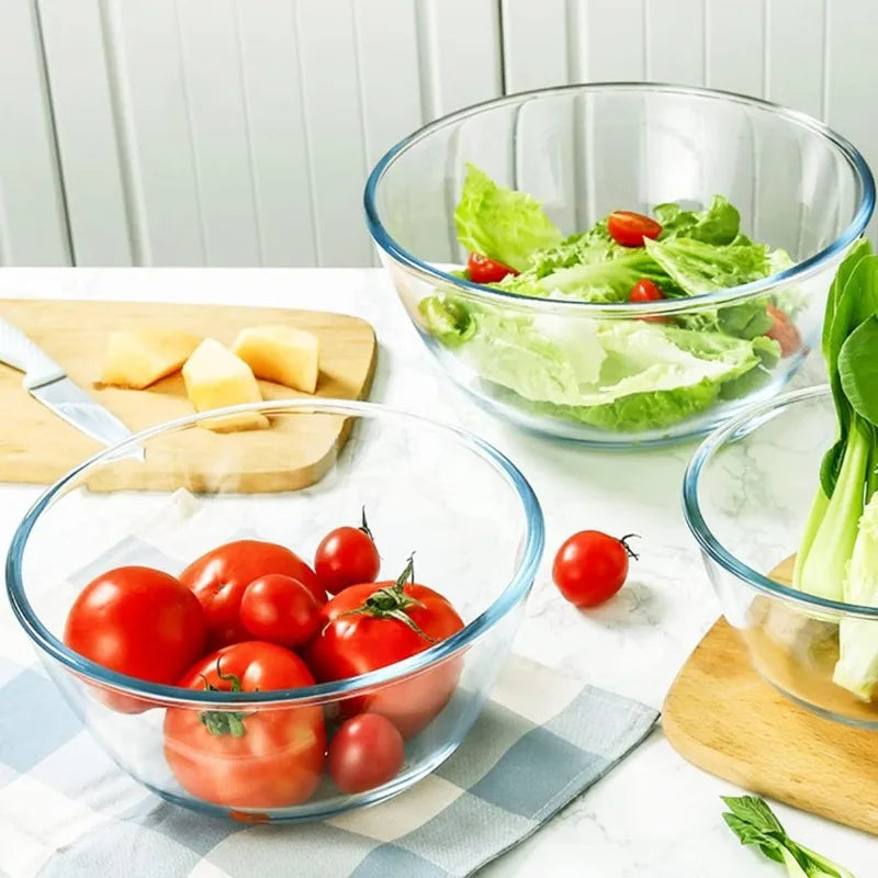 Glass Mixing Bowls With Lids Set Of 3