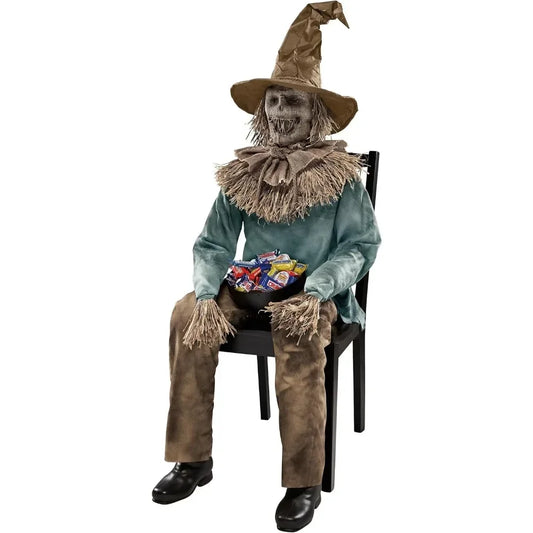 Scary Sitting Scarecrow Animatronic Decorations