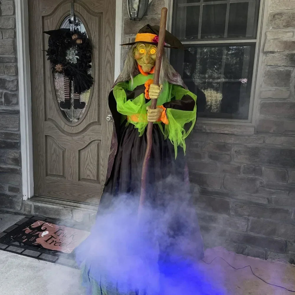 6-Ft. Tall Cauldron Witch, Motion-Activated