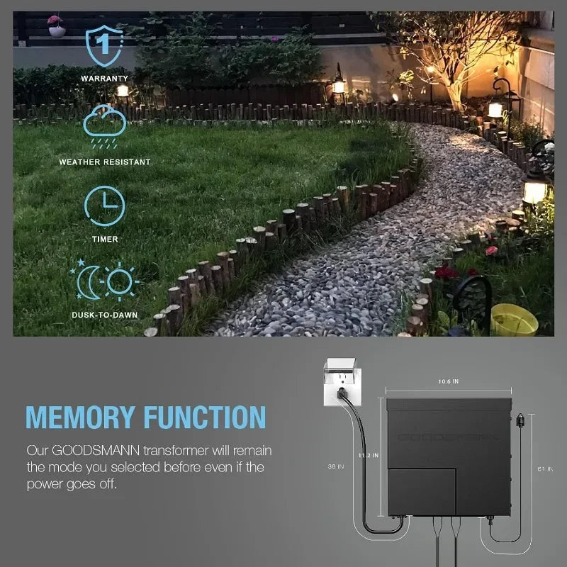 GOODSMANN Low Voltage Transformer 600W Landscape Lighting