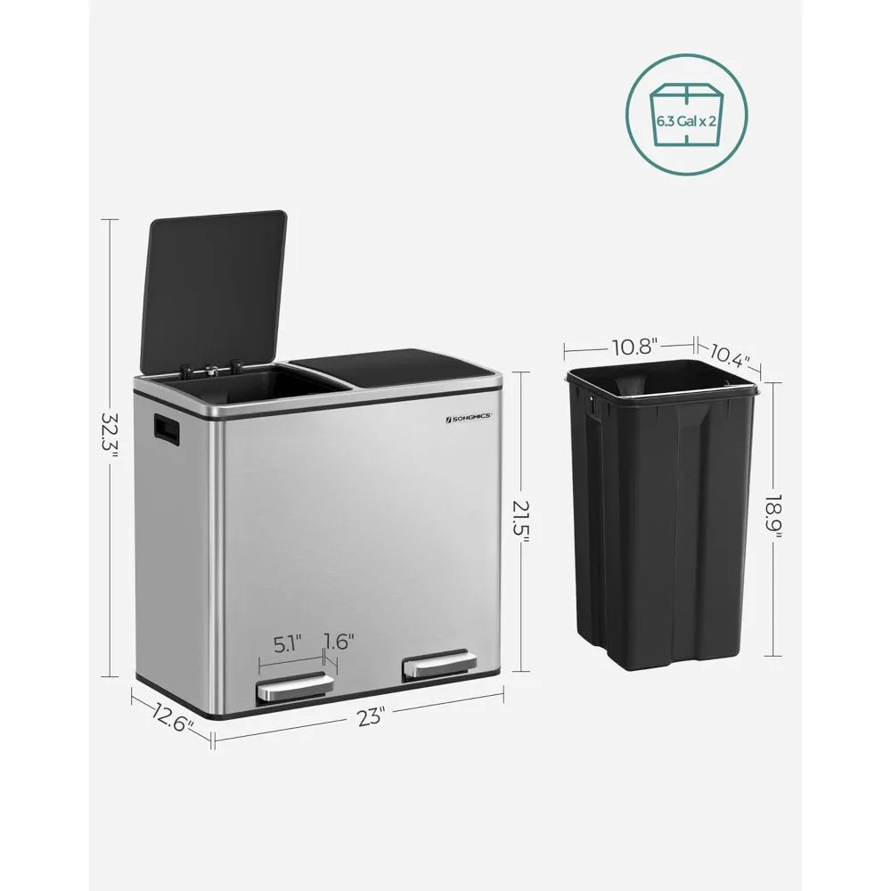 2 x 6.3-GallonDual Garbage Can