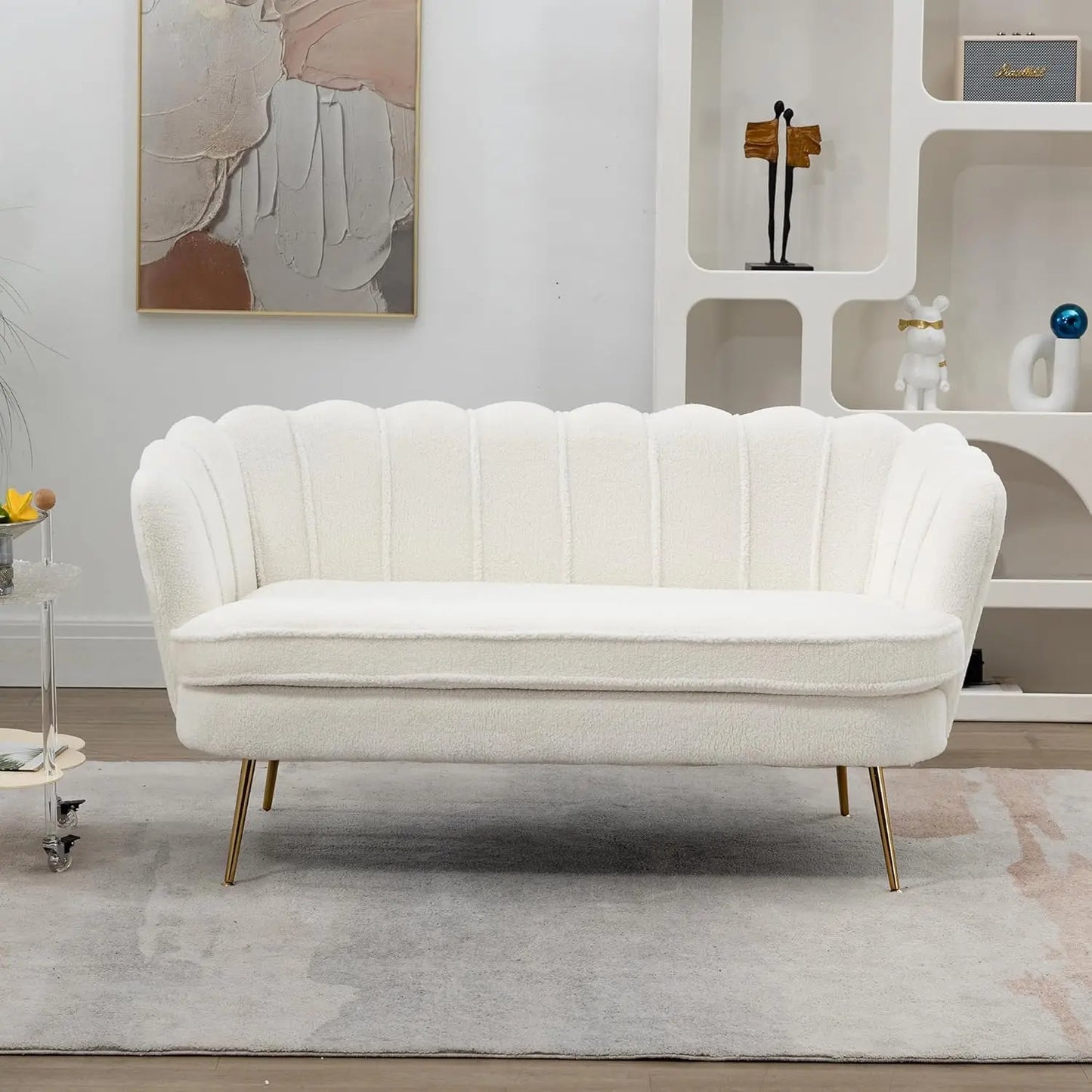 Wide Modern Boucle Loveseat