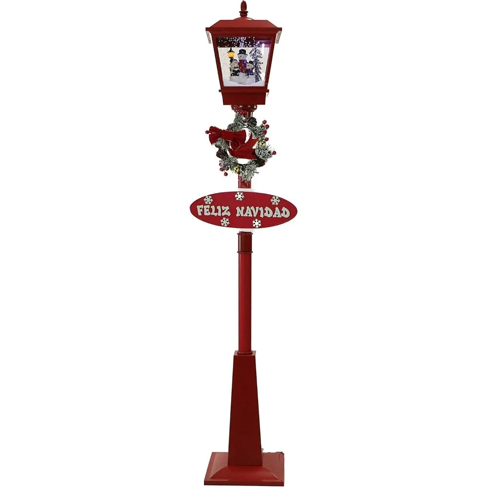 71 Inch Music Street Light With Snowman