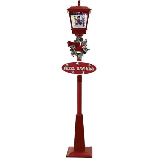 71 Inch Music Street Light With Snowman