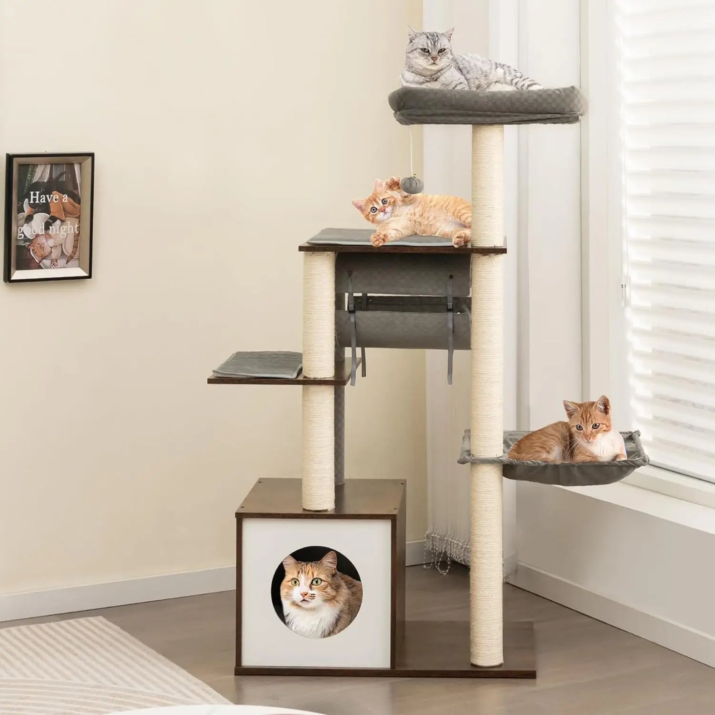 Tangkula Modern Cat Tree, 53 Inch