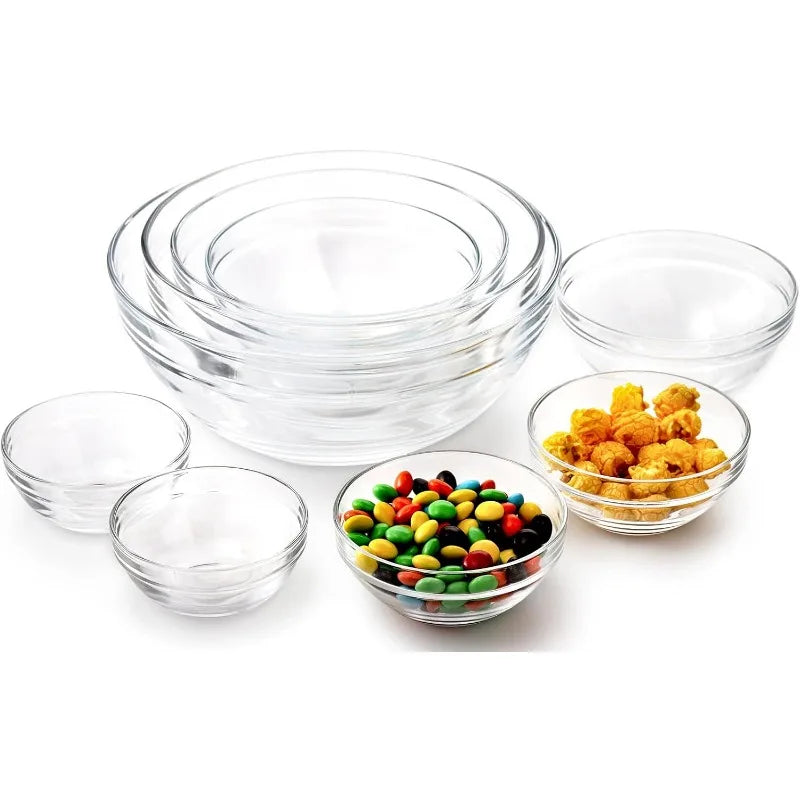 Set of 9 Glass Mixing Bowls -