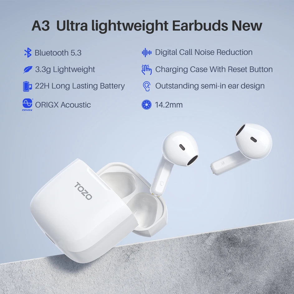 TOZO A3 Half in-Ear Wireless Earbuds Bluetooth