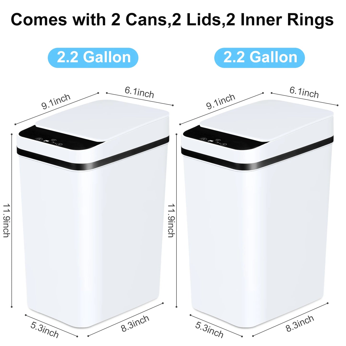 2 Pack Bathroom Automatic Trash Cans