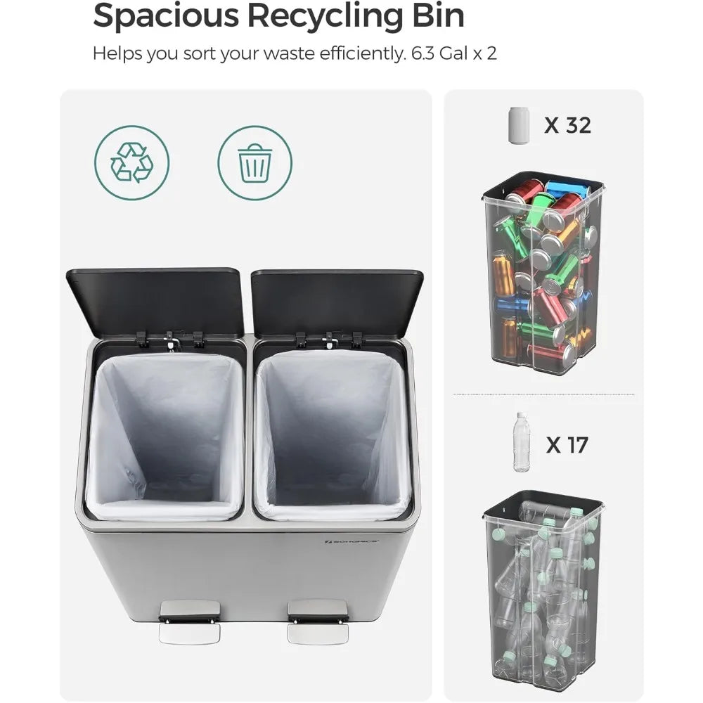 2 x 6.3-GallonDual Garbage Can