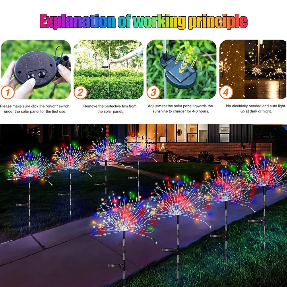 300/490Leds Solar Firework Light 8