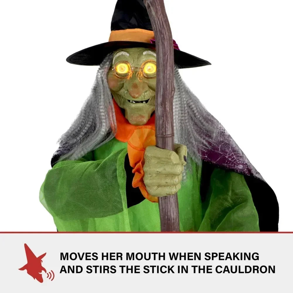 6-Ft. Tall Cauldron Witch, Motion-Activated