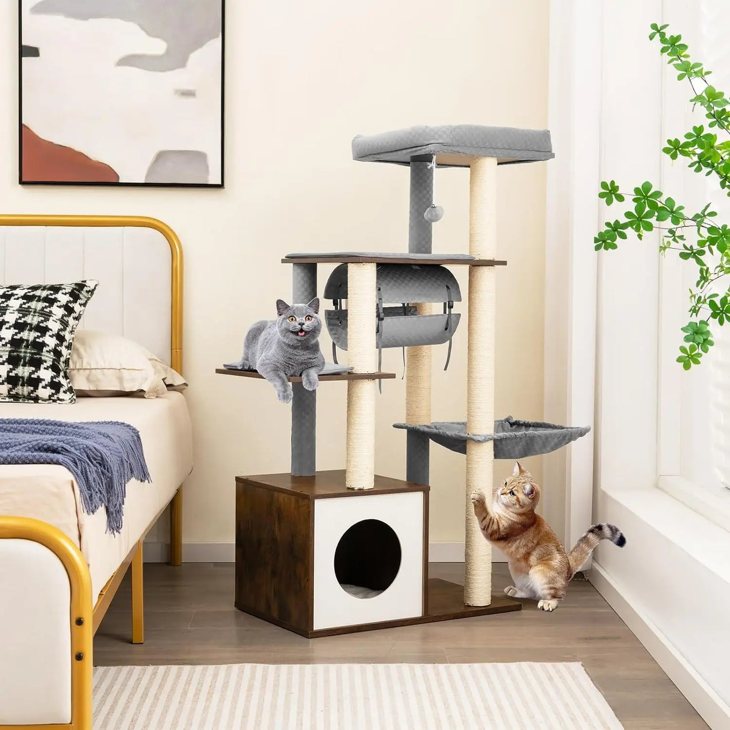 Tangkula Modern Cat Tree, 53 Inch