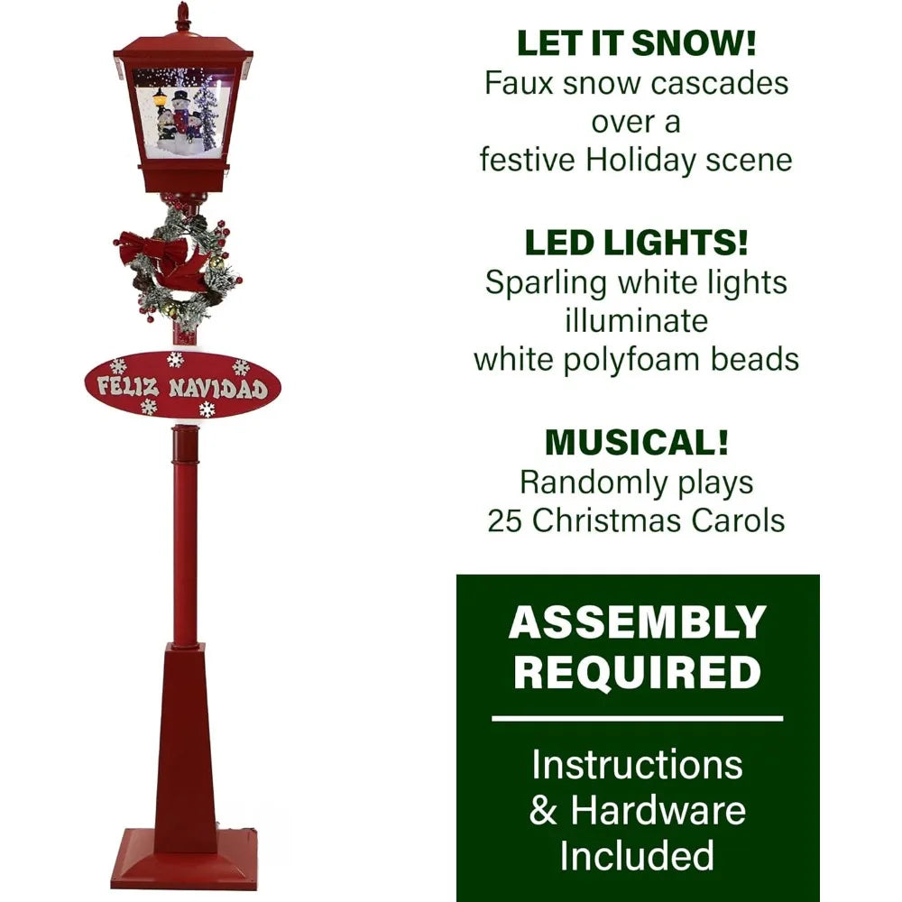 71 Inch Music Street Light With Snowman