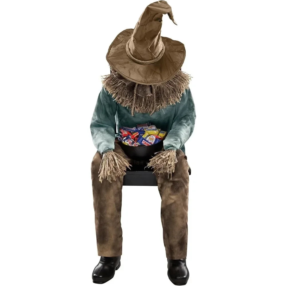 Scary Sitting Scarecrow Animatronic Decorations