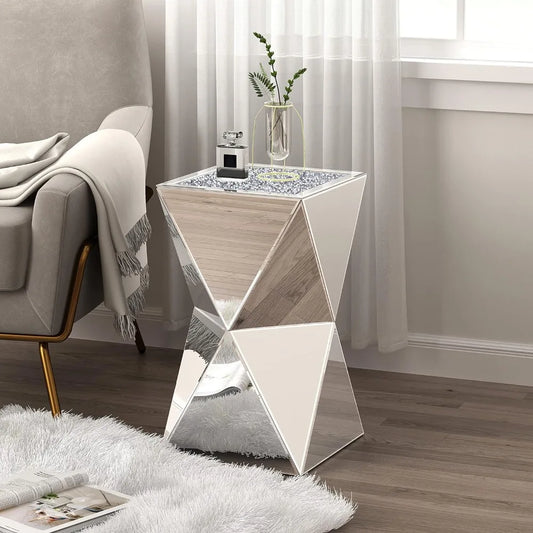 Mirrored Diamond Setting End Table